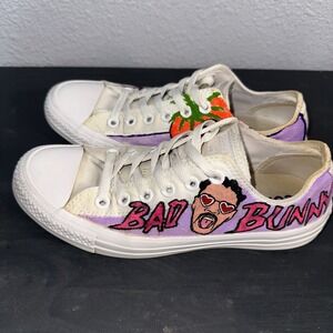 Customized Bad bunny Chuck Taylor Converse Shoes Sz 7.5W 5.5M EUC‎